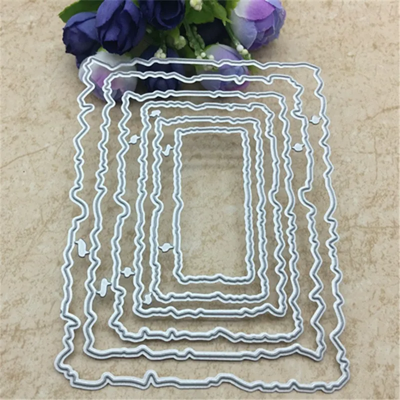 

6pcs Vintage Torn Rectangle Frame Metal Cutting Dies Stencils for DIY Scrapbooking Album Embossing Paper Cards Decorative Crafts