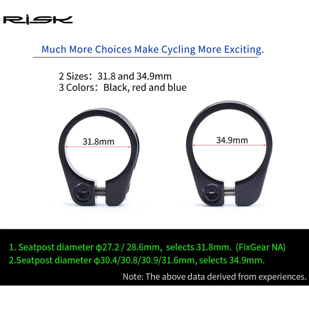 RISK 14g Ultralight Aluminium Bike Seatpost Clamp for 31.8/34.9mm Seat Post MTB Road Bicycle Seat Tube Fixed Ring Cycling Parts