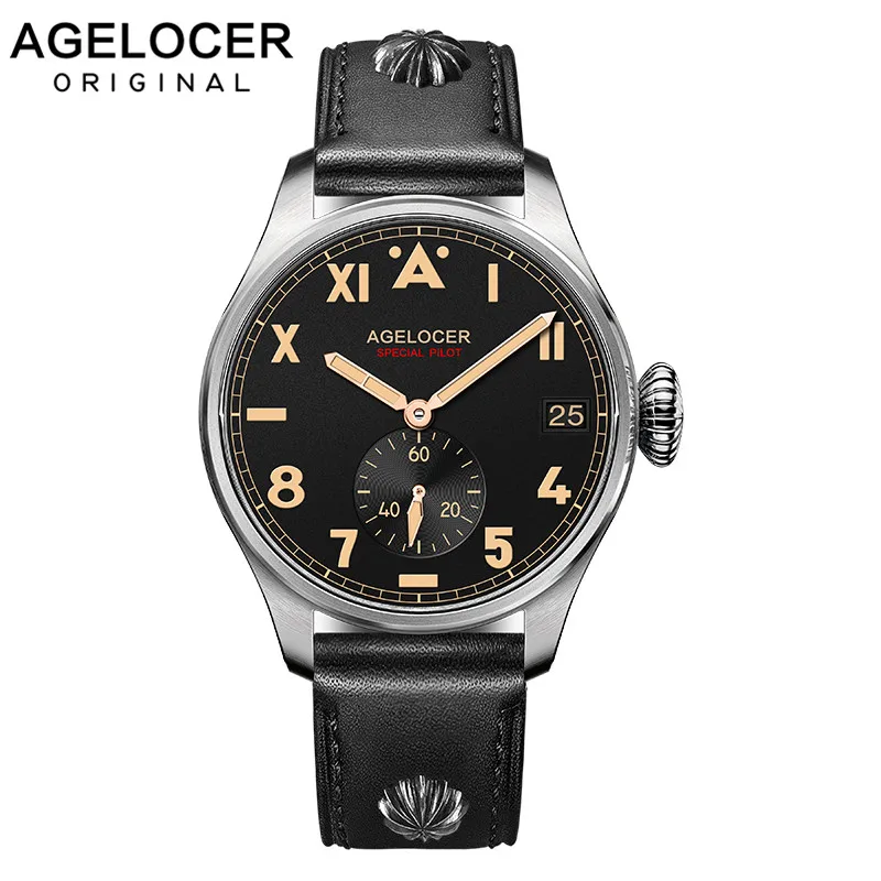 Discount  Original AGELOCER Brand Men Authentic Pilot Male Watch Costly Dive100M Auto Date Outdoor Men Shockp