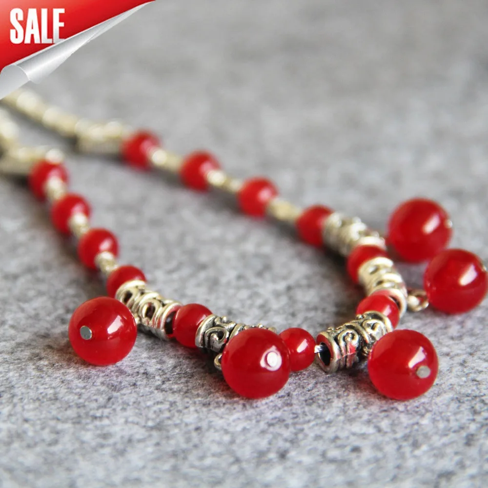 

New 6-14mm Natural Red Chalcedony Necklace Gifts For Women Girls Beads Stone 18inch DIY Fashion Jewelry Making Design Wholesale