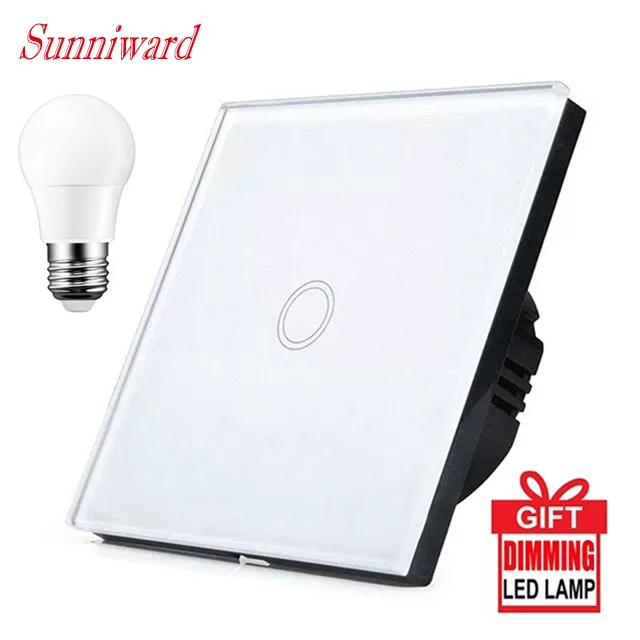 

EU UK Standard Light Wall Touch Switch ,1 gang waterproof toughened glass panel For Wall Lights