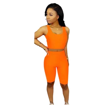 

Spring Summer Women Two Piece Set Top and Pants Plus Size Outfits Tracksuit Sweatsuit Solid Color Tank Tops and Shorts Sets