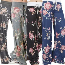 2019 New pattern Women's pants slacks women's Comfy Casual Pajama Pants Floral Print Drawstring Palazzo Lounge Pants Wide Leg mr pants slacks camera act