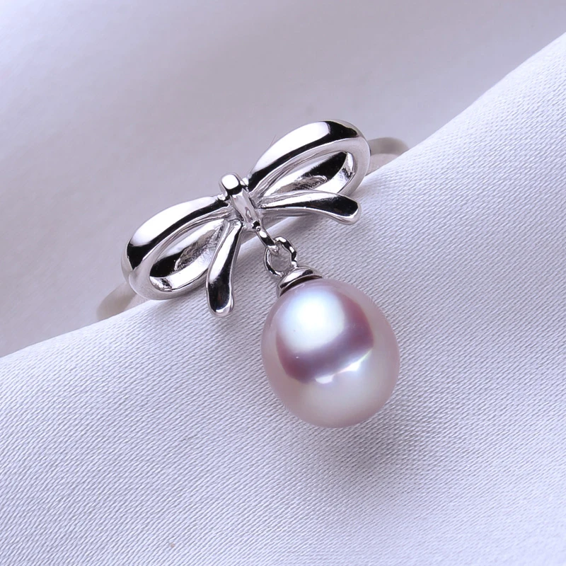 purple pearl ring Trendy Freshwater black pearl ring for women natural pearl with 925 sterling silver engagement ring jewelry best wedding gift - Цвет камня: purple pearl ring