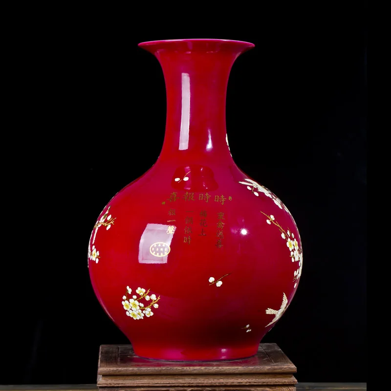 Китайская красная керамическая ваза Jingdezhen большого размера дизайн сливового