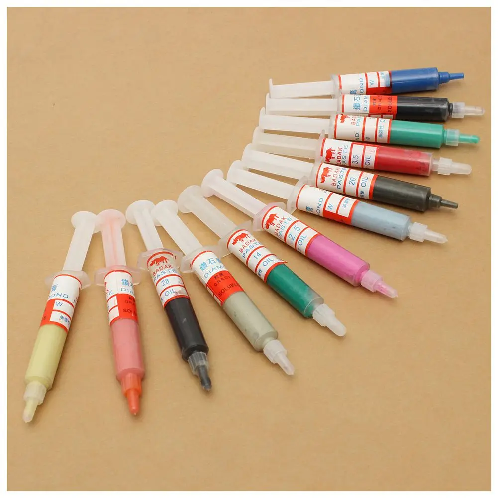 12Pcs Diamond Polishing Lapping Paste Compound Syringes 0.5-40 Micrometer 5
