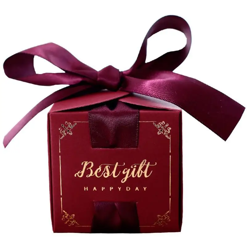 

20pcs/lot European Wedding Ribbon Paper Candy Box Marrying House Moving Candy Ferrero Packaging Gift Box