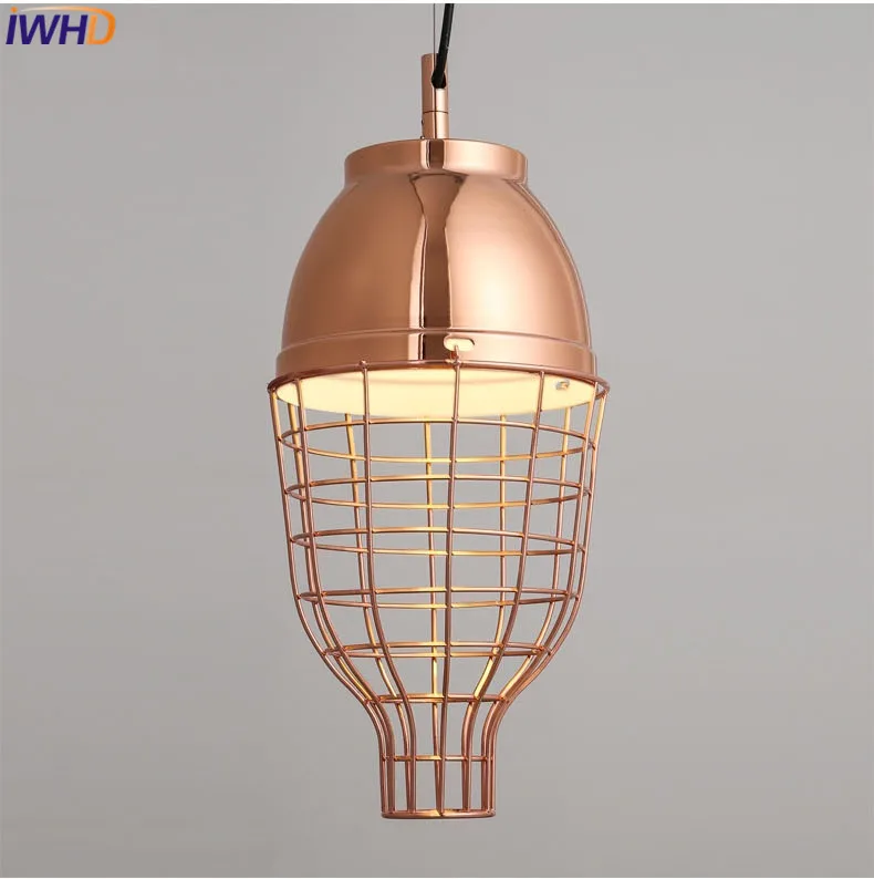 

IWHD Led Pendant Lights Modern Fashion Iron Hanging Lamp Creative Cage Luminaire Kitchen Dining Room Hanglamp Home Lighting