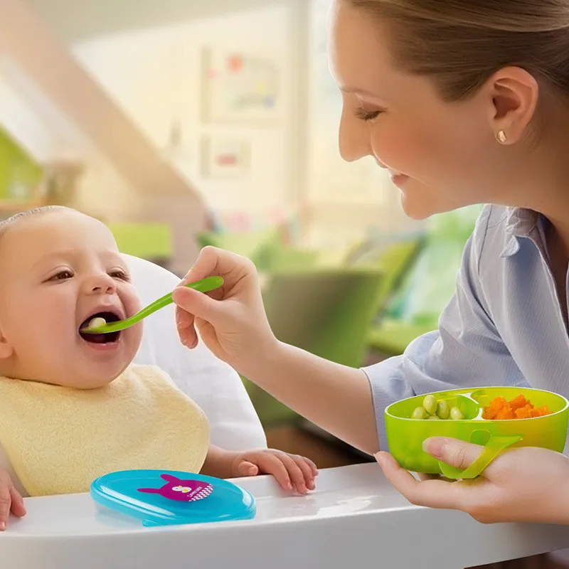 

Cute Baby Feeding Set PP Plate Portable Dinnerware Table Dishes and Spoon for Kids Tableware Placemat Bowl Baby Products Feeding