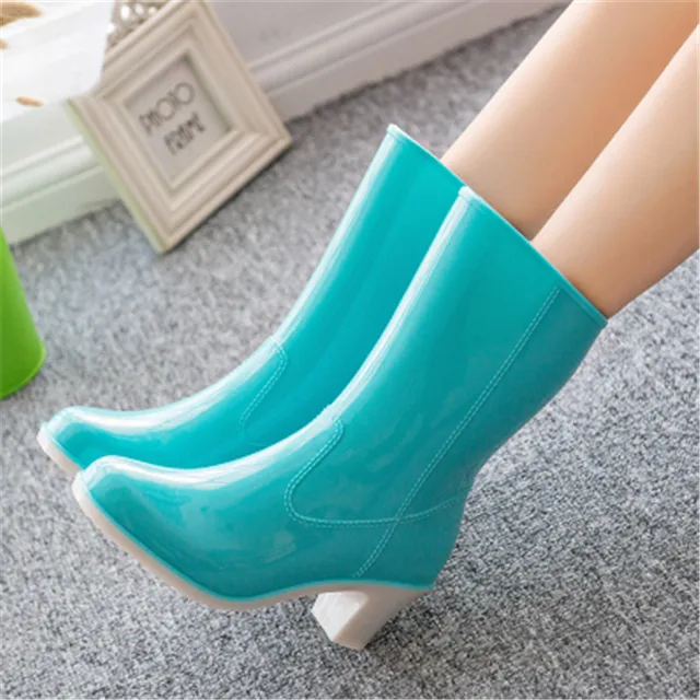 HXRZYZ high heel rain boots women removable cotton winter boots female