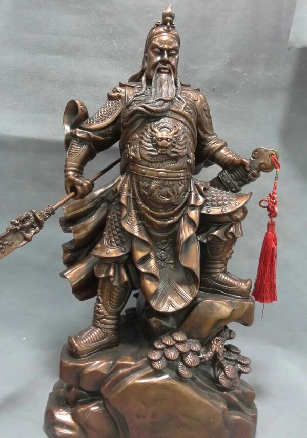

Fast shipping USPS to USA S1827 25" China Pure Bronze Home FengShui Dragon Warrior GuanGong Guan Yu God Statue