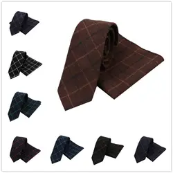 HOOYI Для мужчин плед шерстяной галстук набор Gravata узкие завязки платок Бизнес нарядные платки