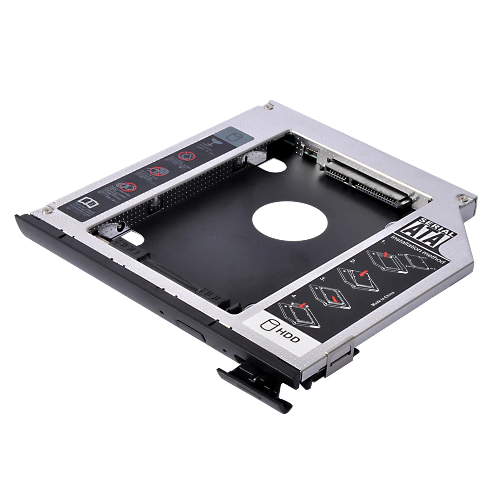  Sunvalley 2nd HDD Caddy 9.5mm SATA To SATA Aluminum SSD Drive Case DVD CD-ROM Case For Dell E6440 L