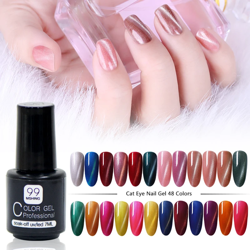 

MSHING99 Nail Gel Cat Eye Gel Nail Polish Varnish Magnet Hybrid Magnetic Nail 48 colors 3D UV Painting Lamp for Gel Varnish