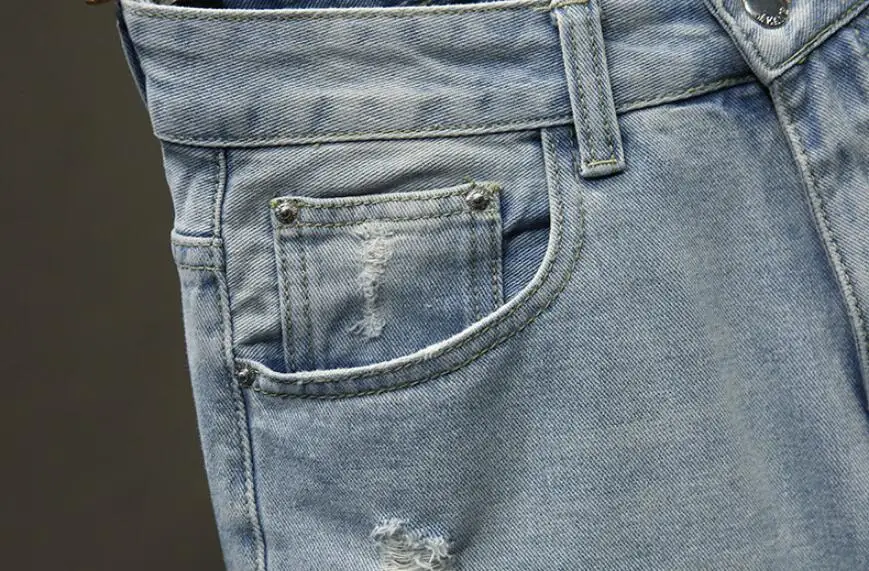 Летние Повседневное джинсовые шорты мужские прямые голубой Мода по колено джинсовые шорты мужские Тонкий хлопок джинсы высокого качества
