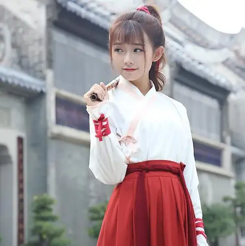 2018 new chinese tang dynasty ruqun hanfu suit cosplay women full sleeve dress costume hanfu costume chinese dance costumes Women's Sets