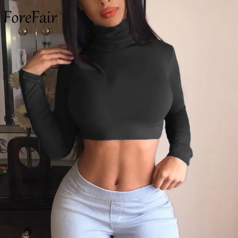 Forefair Turtleneck T Shirt Women White Black