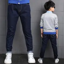 New Big Boy Jean Pant Solid Color Brief Design Kid Denim Trousers Elastci Waist Fashion Stylw Autumn Children Bottoms