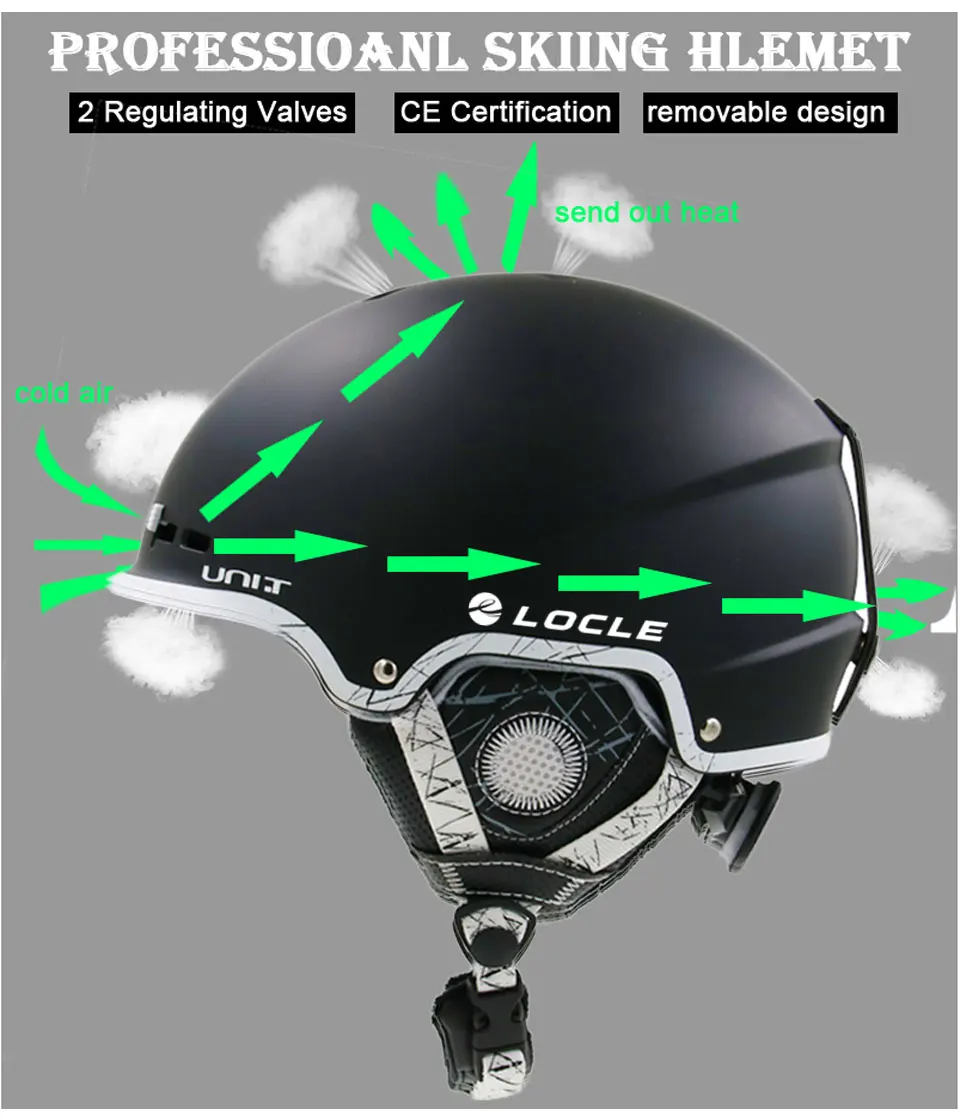 LOCLE Half-covered Skiing Helmet CE Certification Ski Helmet 8 Air Vents Snow Skiing Skateboard Snowboard Helmet 56-63cm