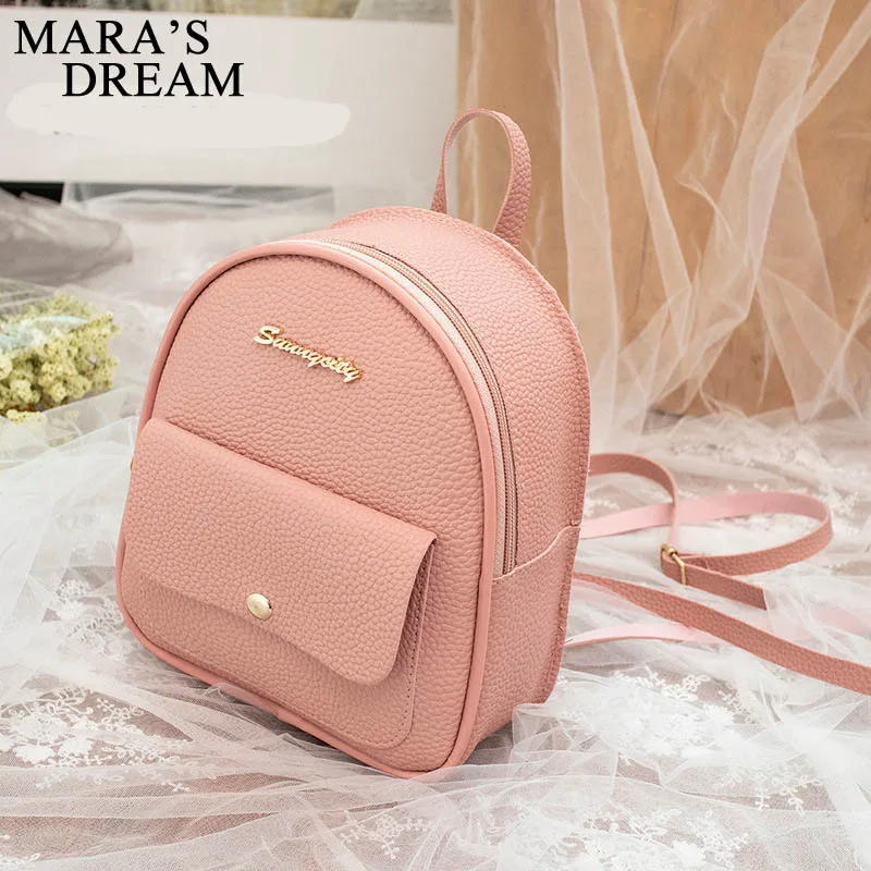 Mara's Dream New Lychee Shoulder Bag Small Fresh Shoulder Bag Solid Color Zipper Buckle Multi-function Small Backpack