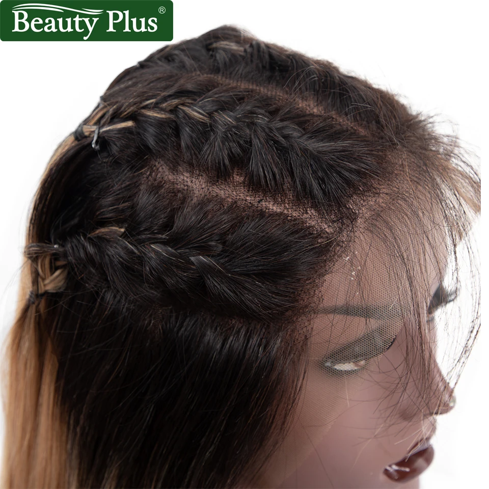 Blonde Lace Front Human Hair Wigs Brazilian Straight Hair Beauty Plus Remy 27 Honey Blonde Dark Roots Ombre Human Hair Lace Wigs