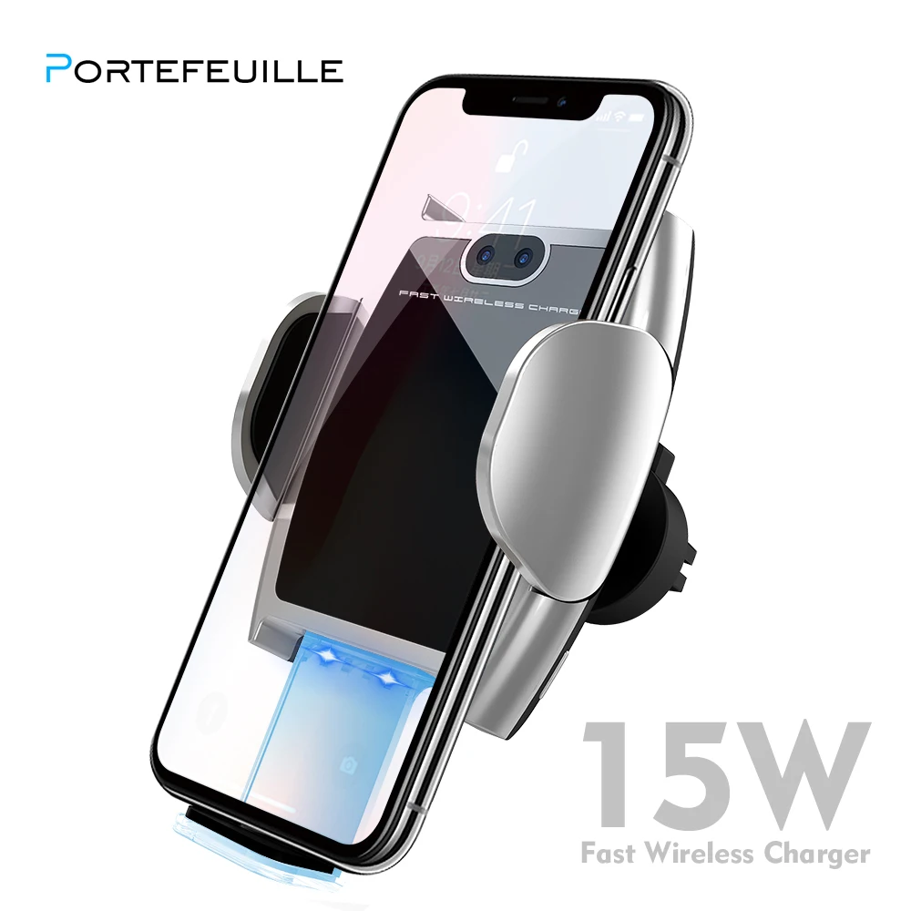 

Protefeuille 15W Qi Car Wireless Charger Automatic Clamping For Samsung Galaxy S10 S8 S9 S7 Plus Xiaomi mi 9 Chargeur Induction