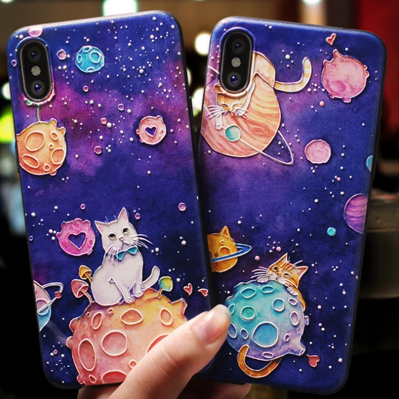 

3D Relief Space Silicone Case For Xiaomi Redmi Note 7 5 6 Pro Plus S2 4A 4X 5A 6A Soft For Mi A3 9 8 Lite CC9 CC9e A1 A2 Case