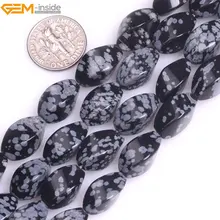 Gem-inside 8x16 мм натуральный скрученный Снежинка Обсидиан Бусины Для бусины для изготовления бижутерии 1" DIY ювелирных изделий Рождественский подарок