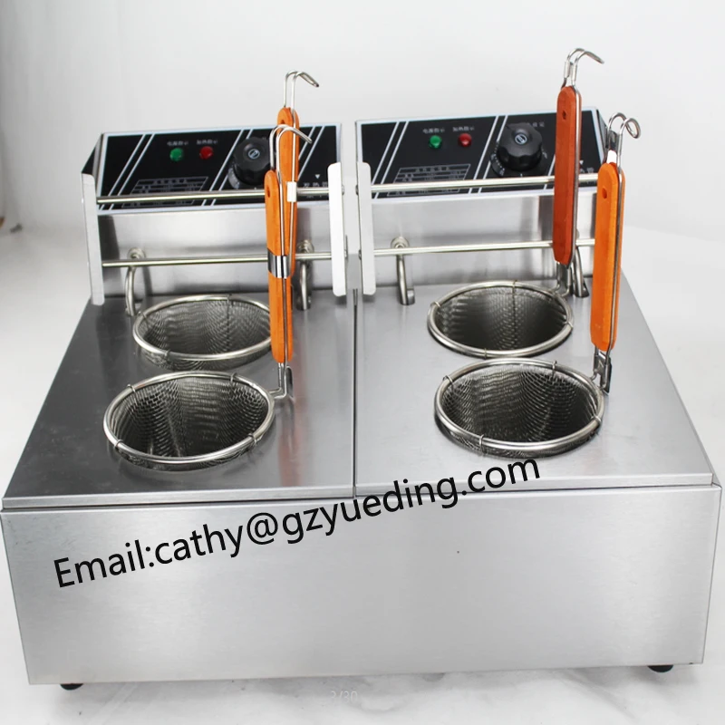 US $73.80 Automatic double tank double basket electric pasta cooker noodle cooking machine commercial cooker