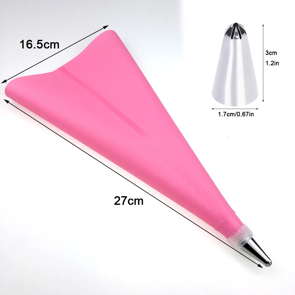 57PCSSet 4Size Silicone Icing Piping Cream Pastry Bag+48x Stainless Steel Nozzle Tips+5x Converter DIY Cake Decorating Tools (17)