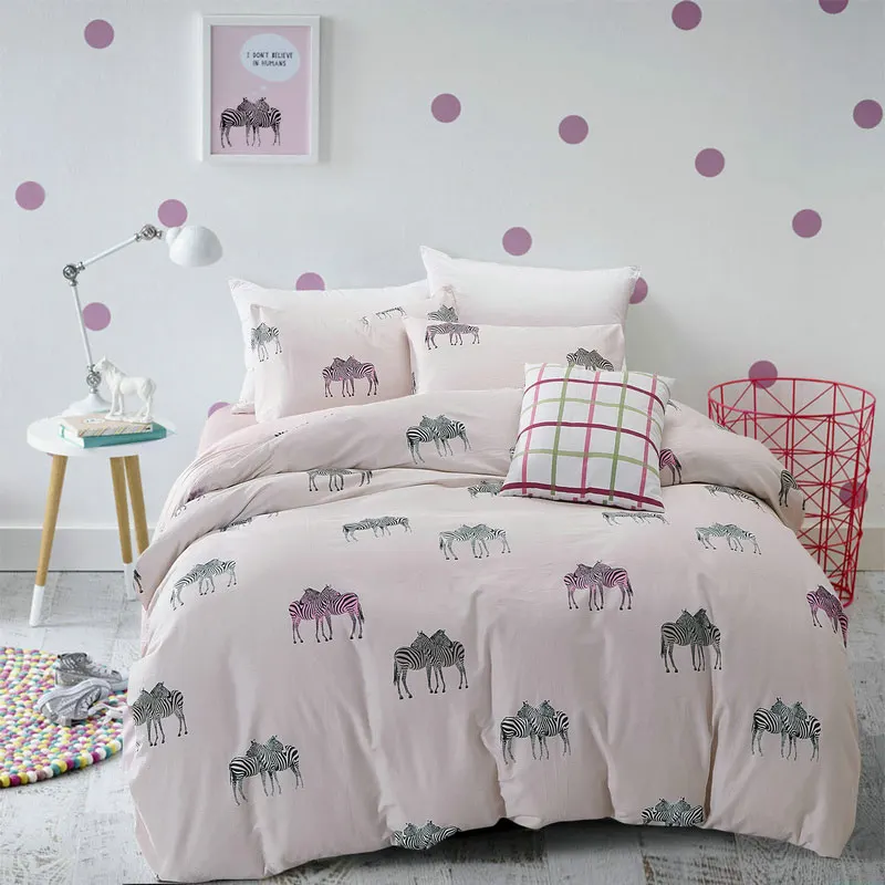 100 Cotton Zebra Bedding Set 4Pcs 36S Home Sateen Cotton Duvet Cover
