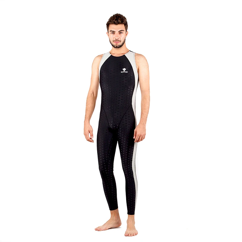 Male One Piece Swimsuit Black Sharkskin Bathing Suit Men Professional Sports Competition Athletic Outdoor Diving Beach Swimwear