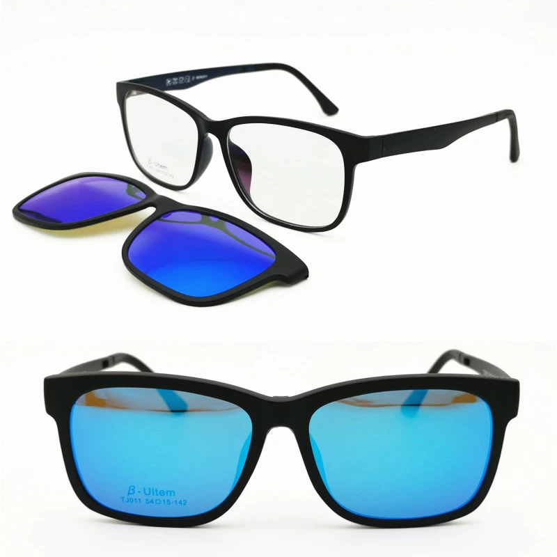 011 Ultem Square Shape Optical Myopia Hyperopia Eyeglasses Frame With  Megnatic Clip On Removable Polarized Sunglasses For Men - Eyeglasses Frames  - AliExpress