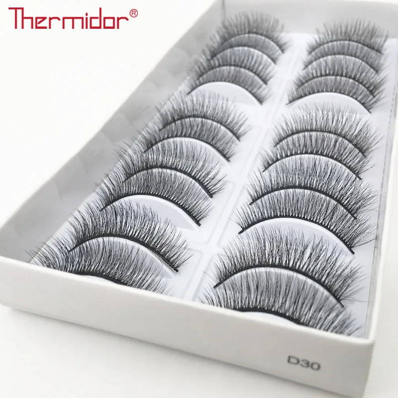 Thermidor 10 пар Поддельные ресницы прочный черный корейский натуральная ресница высокое качество крест грязный для женщин Make up Инструменты - Цвет: 30