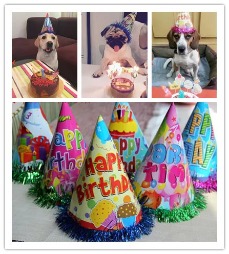 

Free shipping pet dog cat party birthday hat caps randomly colors 20pcs/lot