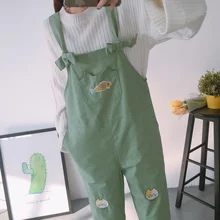 Для женщин Конфеты цветная Спецодежда плиссированные середины талии хлопковые джинсы Chic Вышивка Harajuku Свободные женские# 2814C