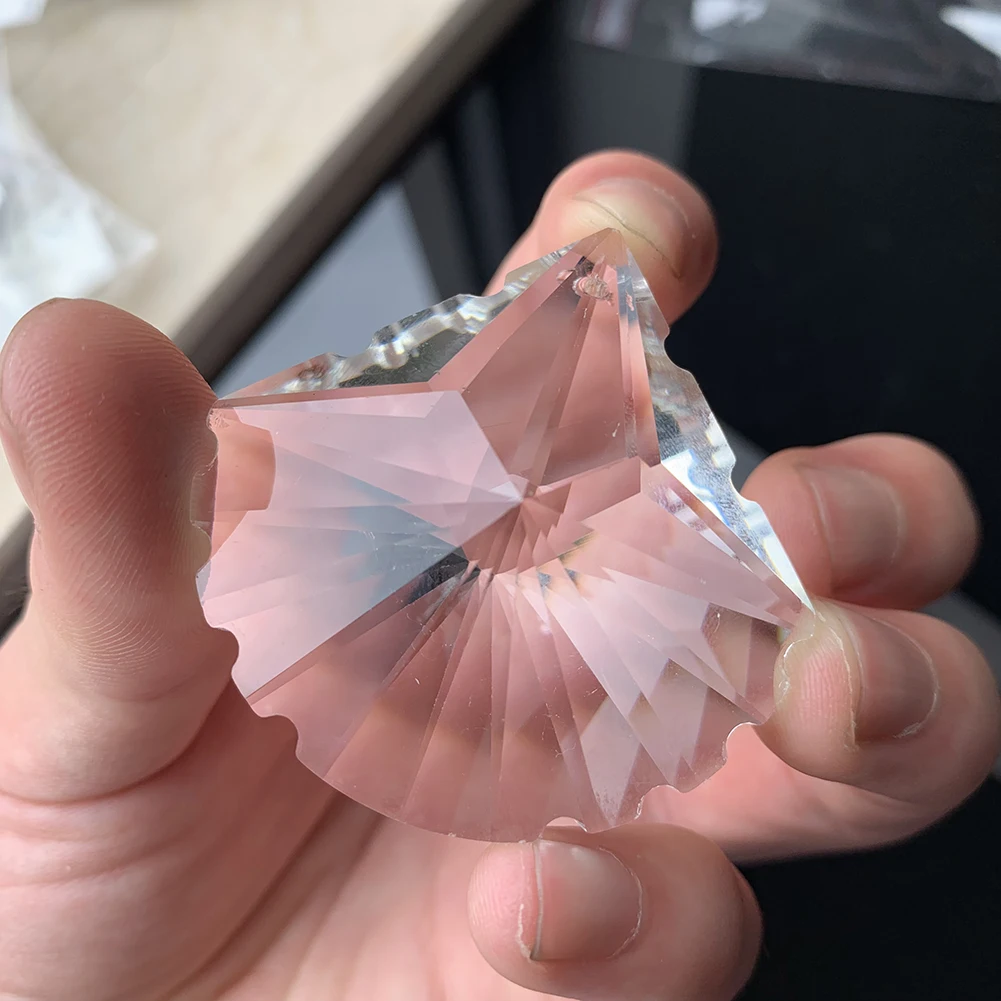 Веерообразный лист Suncatcher подвесной хрустальный кулон-Призма Хрустальная деталь люстры DIY Свадебная вечеринка Декор в автомобиле орнамент