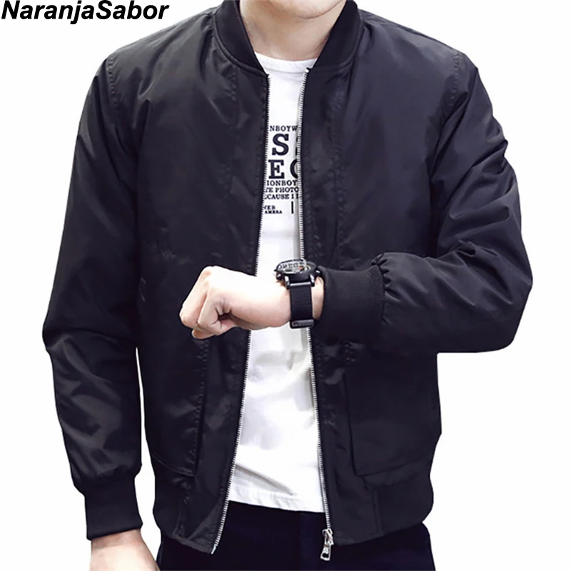 

NaranjaSabor Men's Jacket 2018 Spring Autumn Bomber Jackets Male Clothes Youth Slim Pilot Flight Coat Mens Baseball Coats 4XL