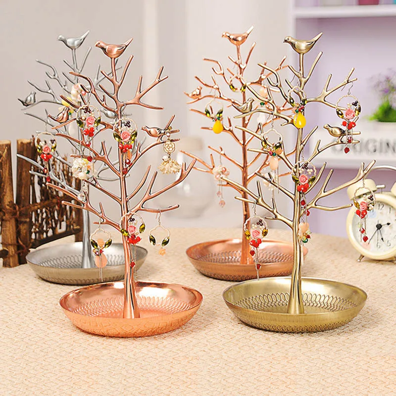 Rasalhaguer Hot Sale Jewelry Display Stand Rack Tree Bird Stand Iron Necklace Earring Holder Bracel