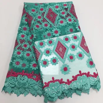 

High Quality 2019 African French Net Lace Fabric Embroidered Nigerian Lace Fabric 5Yards Guipure Cord Lace With Stones(YD-4-19