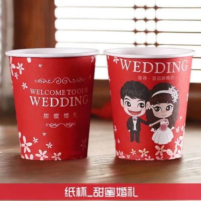

Free shipping 96pcs/lot Disposable paper cup wedding banquet cup supplies wedding red paper cups