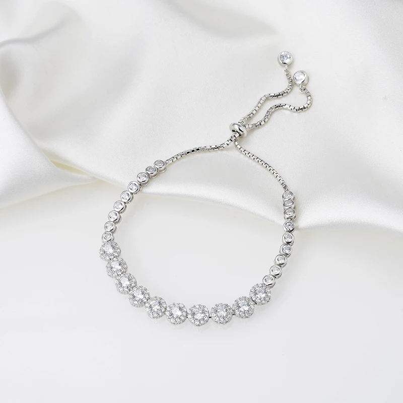 Дизайнерские Модные 925 пробы серебряные украшения 3а кубический цирконий вечерние регулируемые браслеты