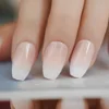 Pink Nude White French Ballerina Coffin False Nails Gradient natural Manicure Press on Fake Nails Tips Daily Office Finger Wear ► Photo 2/6