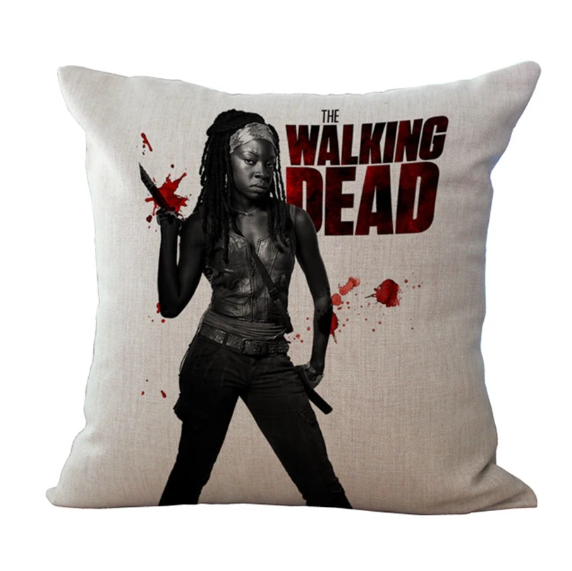 

Cushion Cover Cotton Linen Decorative Pillowcase Chair Seat Square 45x45cm Pillow Cover The Walking Dead Cat In Stock