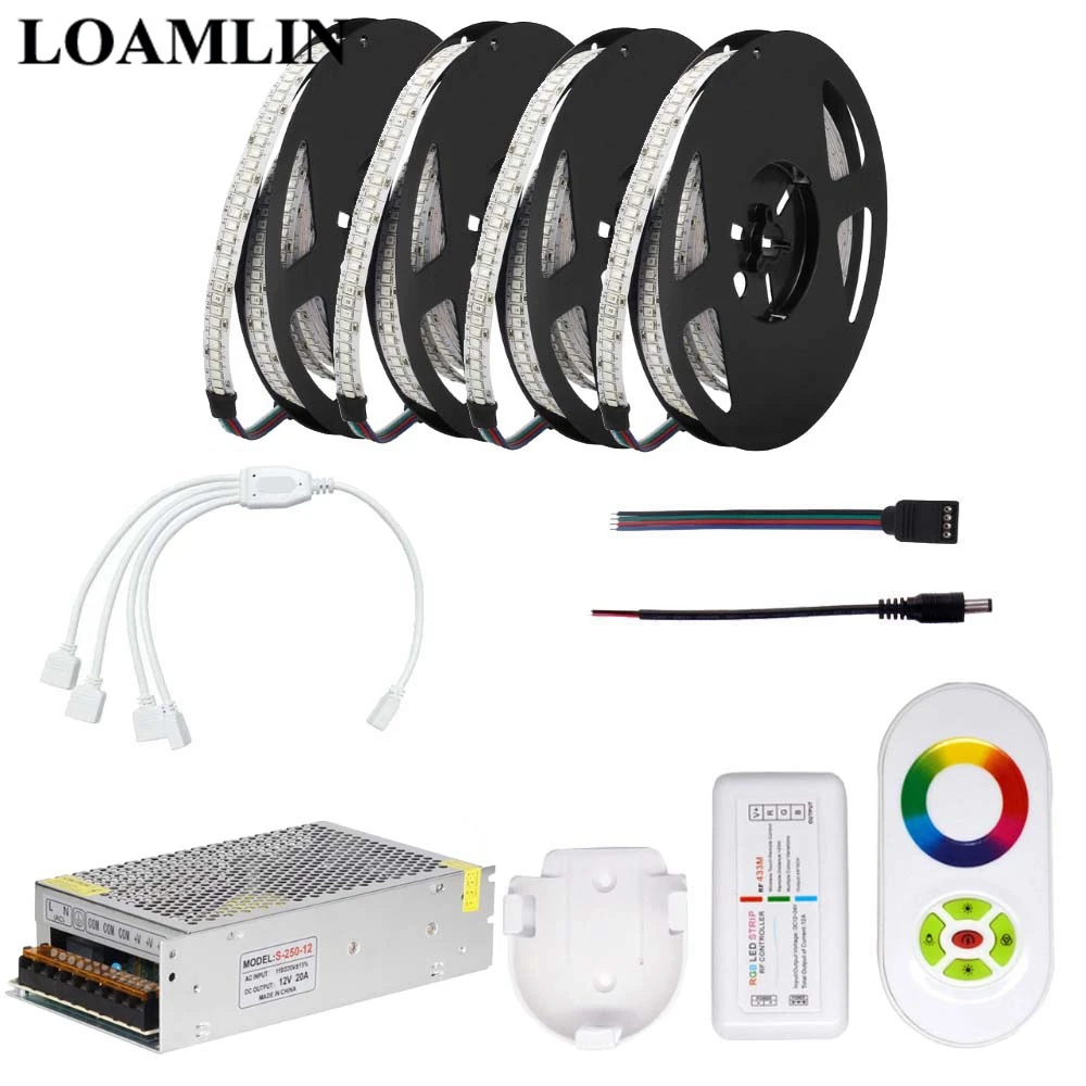 

5M 10M 15M 20M RGB Led Strip 2835SMD 234Leds/m Flexible Light With RGB Led Strip RF Controller DC12V Power Supply Kit
