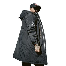 Популярный бренд, Мужская зимняя Свободная куртка с капюшоном, с принтом, сохраняющая тепло, женское длинное пальто с хлопковой подкладкой, верхняя одежда, большие размеры