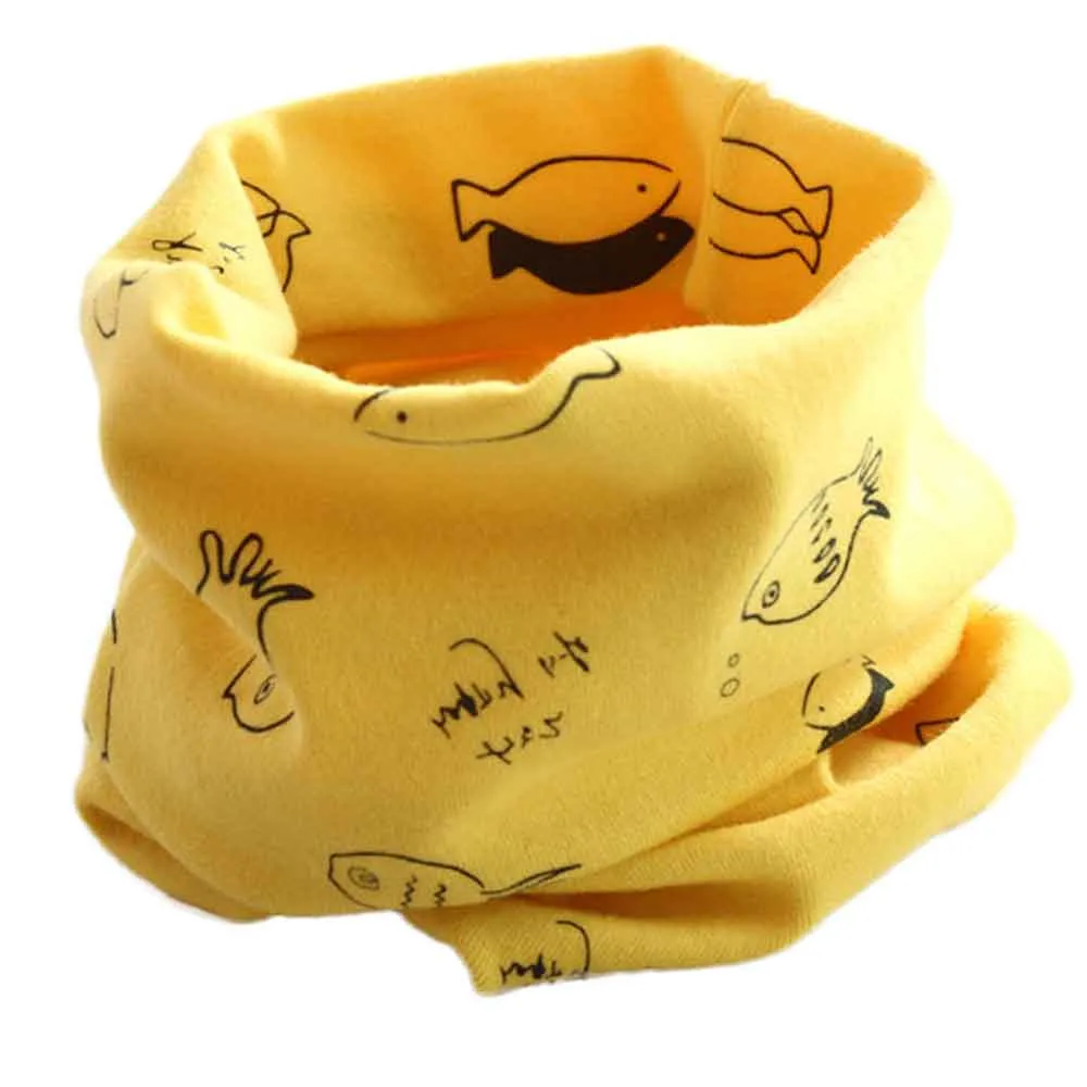 1 предмет, модный дизайн осень-зима для мальчиков и девочек, воротник детский шарф, хлопок, с принтом мультипликационных героев, уличная одежда-хомут с круглым воротником для мальчиков и девочек шейные шарфы оптом - Цвет: Цвет: желтый