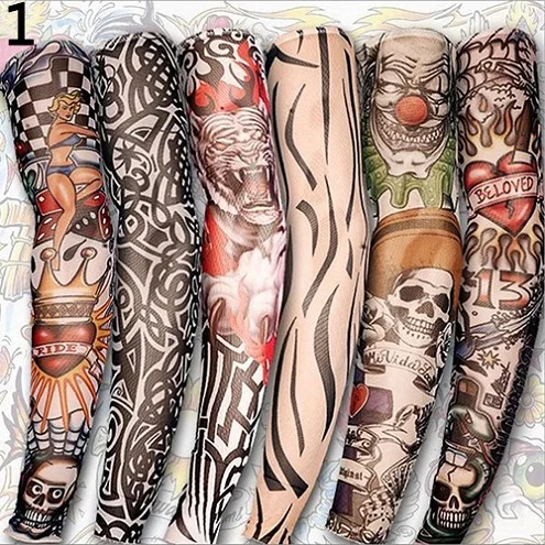 6 шт модные эластичные слипоны Временные татуировки рукава крутые руки чулки крышка - Цвет: 1