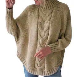 Свободный женский свитер, длинный рукав, однотонный рукав летучая мышь, вязаный свитер, топы, chompas para mujer, водолазка d90703