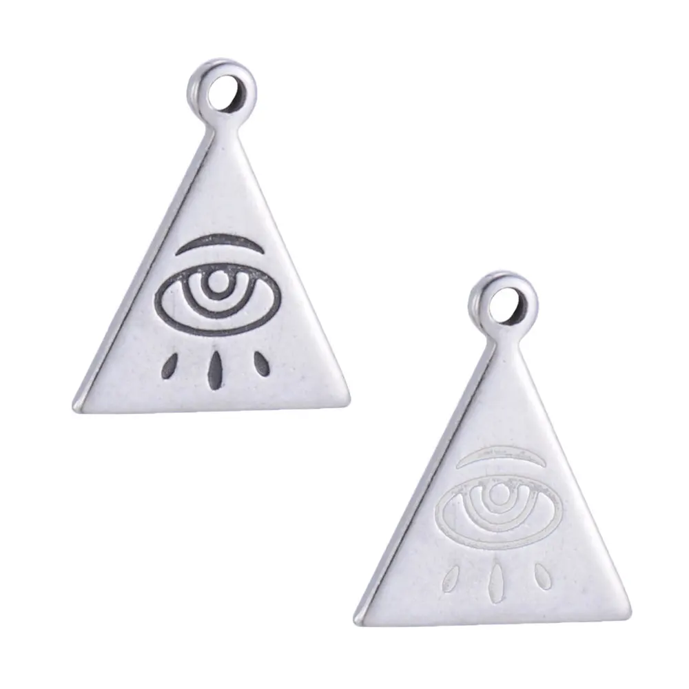 

Triangle Charms Stainless Steel Eyes Charm Pendant for DIY Bracelet Necklace Jewelry Making Wholesale for Women